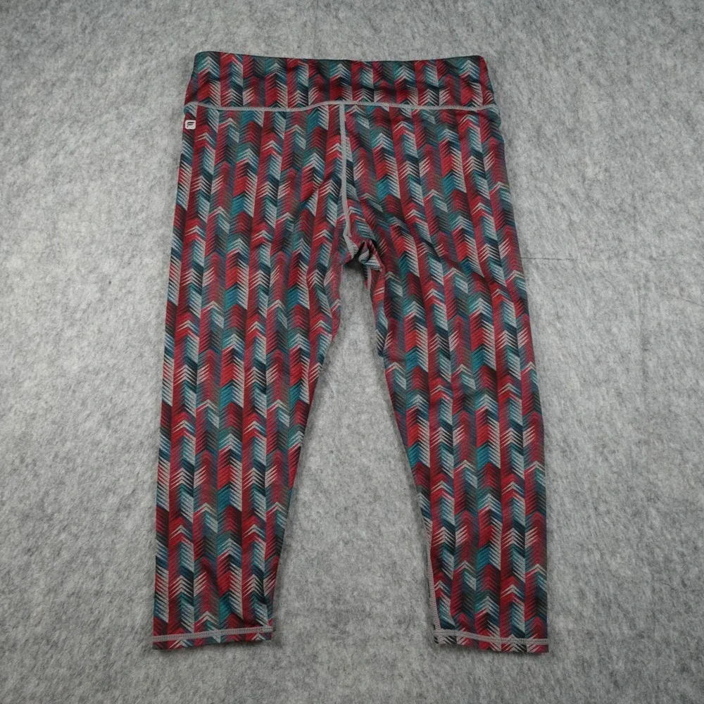 Fabletics Leggings Women Large Multicolor Chevron Print Cropped High Waist Yoga‎